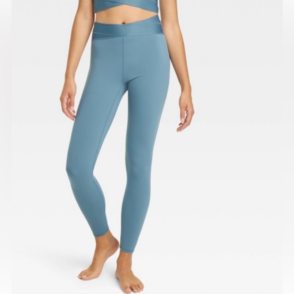NWT! Women's High Rise Wrap Waistband Leggings JoyLab S Blue